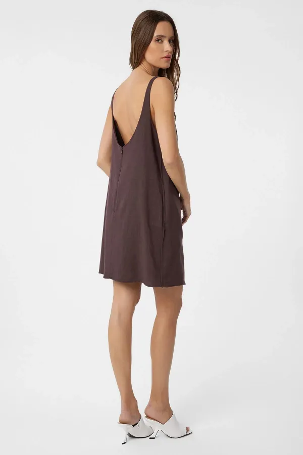 Antioch Coffee Linen Blend Women's Mini Dress