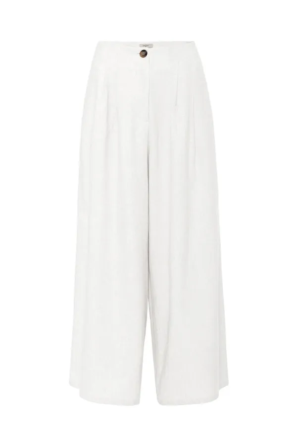 Antioch Beyaz Keten Karışımlı Kadın Culotte Pantolon