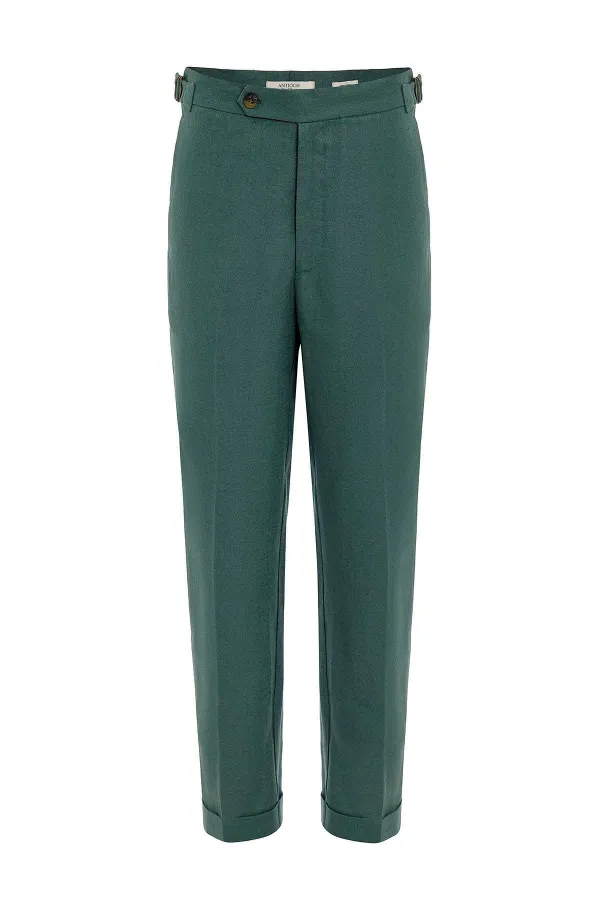 Antioch Green 100% Linen Italian Cut Men's Trousers