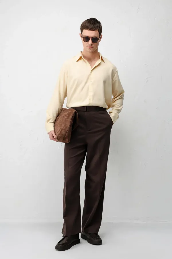 Pantalon pour homme Antioch Coffee, coupe décontractée et ceinture