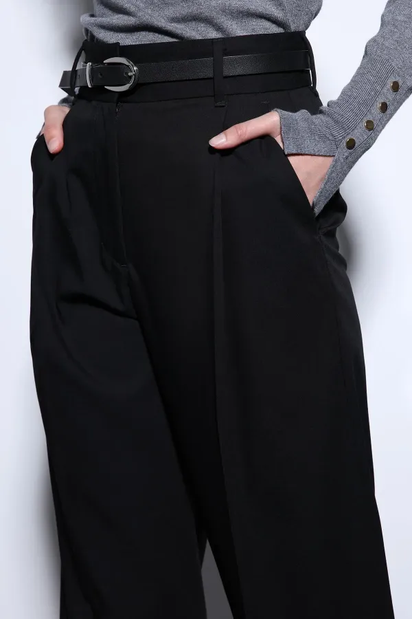 Antioch Siyah Geniş Paça Kadın Pantolon