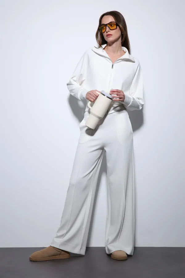 Antioch Ekru Fermuarlı Kadın Eşofman Takım