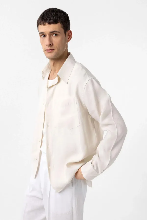 Antioch Ekru Modal Kumaş Relax Fit Erkek Gömlek
