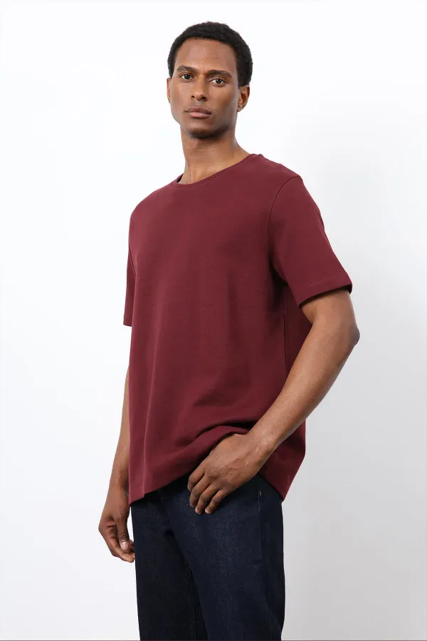 T-shirt basique Antioch Claret Red pour homme, coupe classique