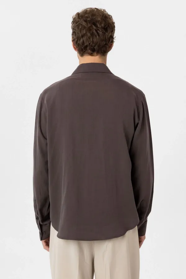 Antioch Kahve Relax Fit Liyosel Kumaş Erkek Gömlek