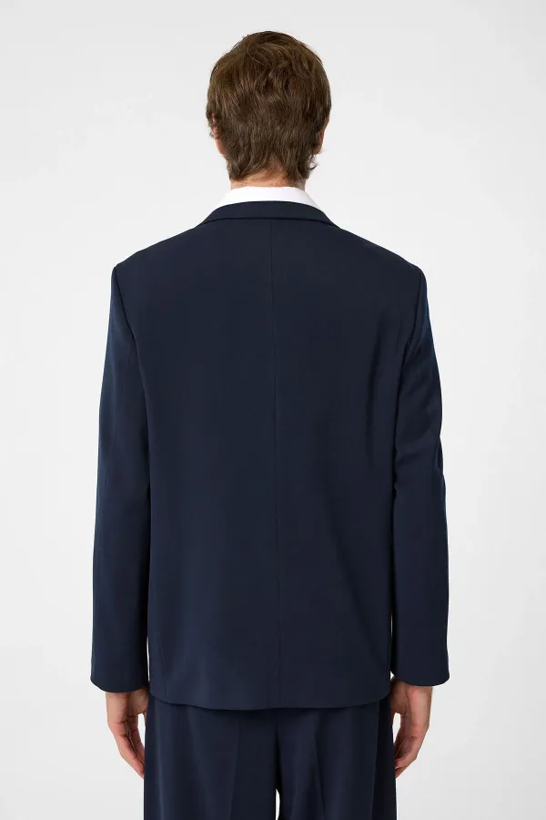 Antioch Lacivert Relax Fit Kruvaze Erkek Blazer Ceket