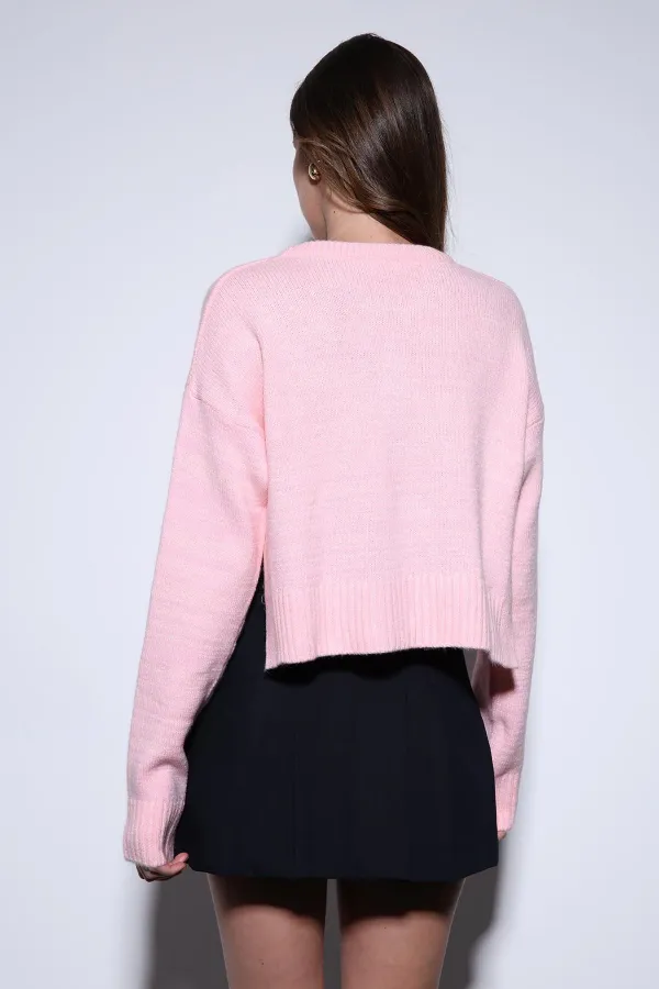 Antioch Pudra Yırtmaçlı Örgü Triko Kadın Kazak