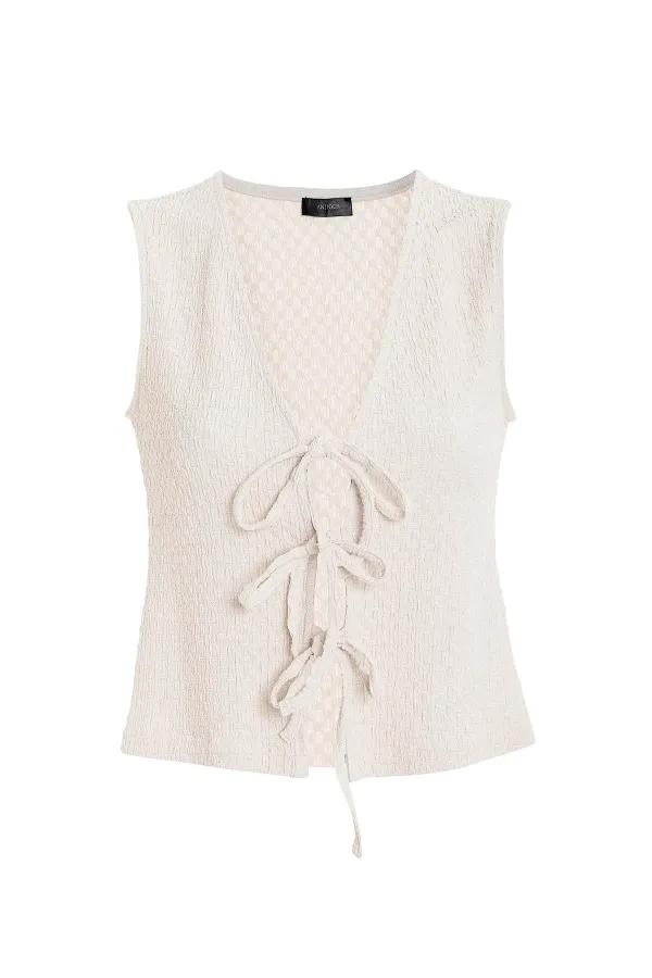 Ensemble Antioch écru texturé pour femme avec détail de cravate