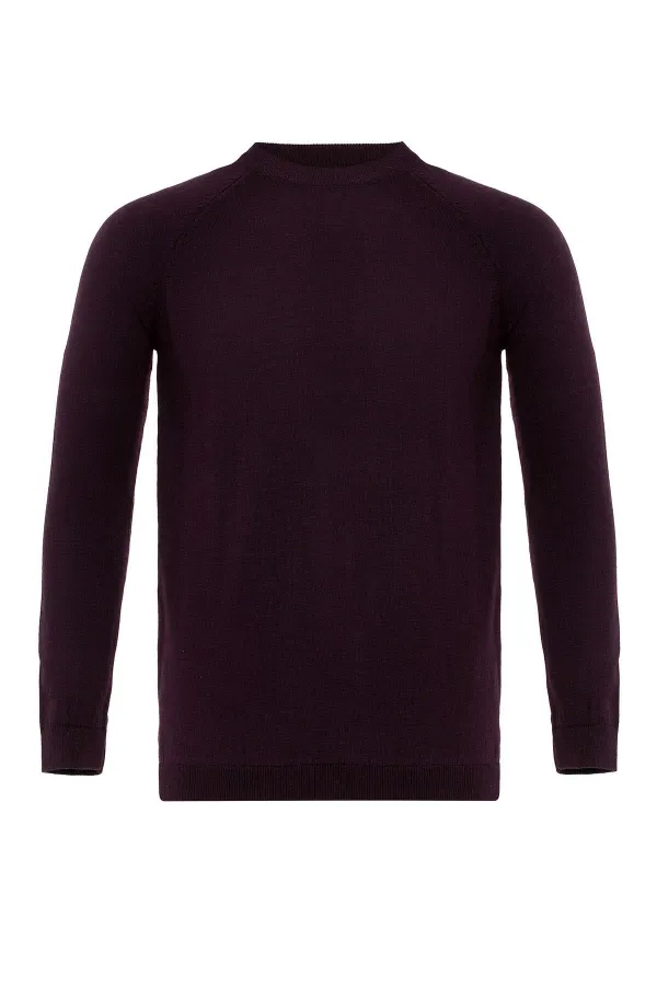 Antioch Plum Crew Neck Slim Fit Knit Sweater