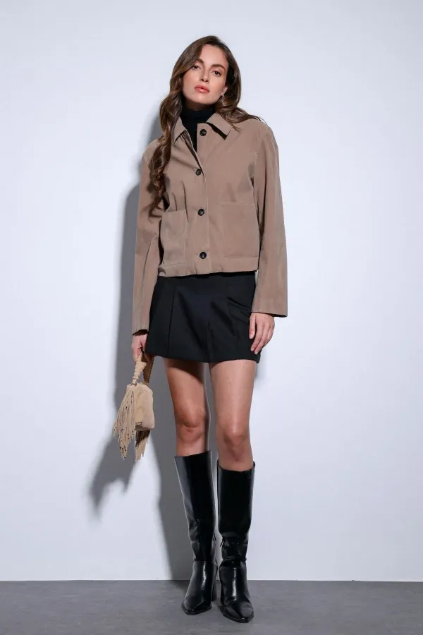 Antioch Vizon Torba Cepli Süet Kadın Ceket