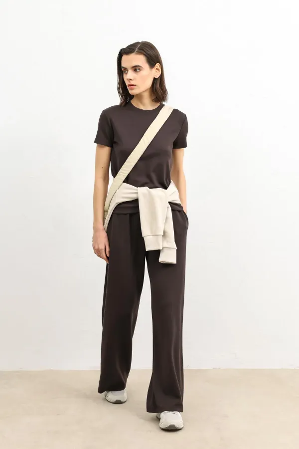 Antioch Koyu Kahve Dökümlü Kadın Eşofman Takım