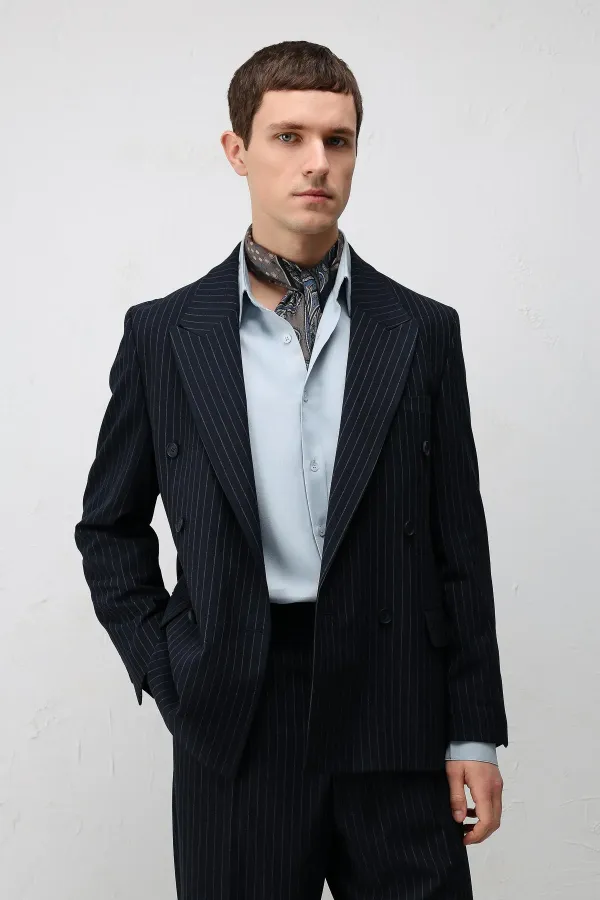 Costume rayé Antioch Navy coupe décontractée pour homme