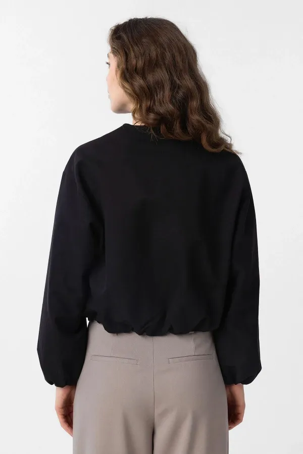 Antioch Siyah Crop Kadın Bomber Mont