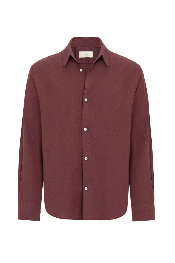 Antioch Burgundy Relax Fit Linen Blend Men's Shirt