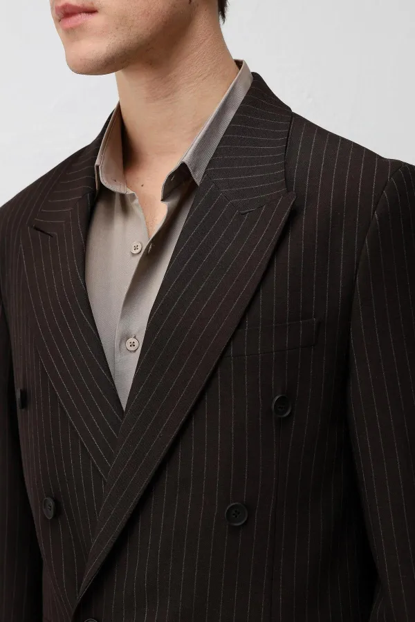 Costume rayé coupe décontractée Antioch Coffee pour homme