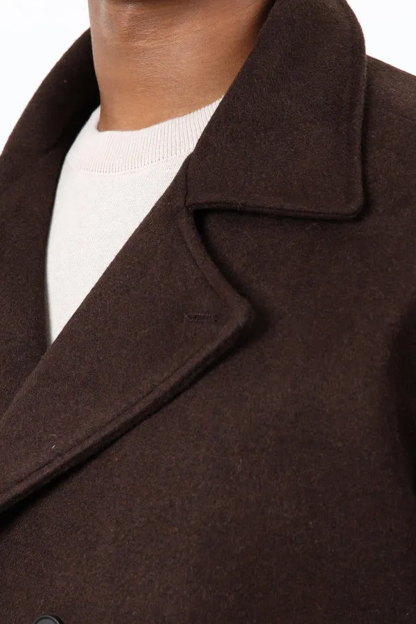 Antioch Coffee Double-Breasted Short Men's Coat