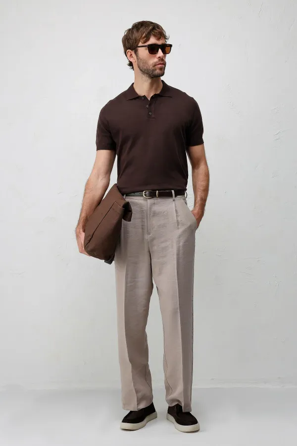 T-shirt en maille pour homme Antioch Coffee Comfort Slim à col polo