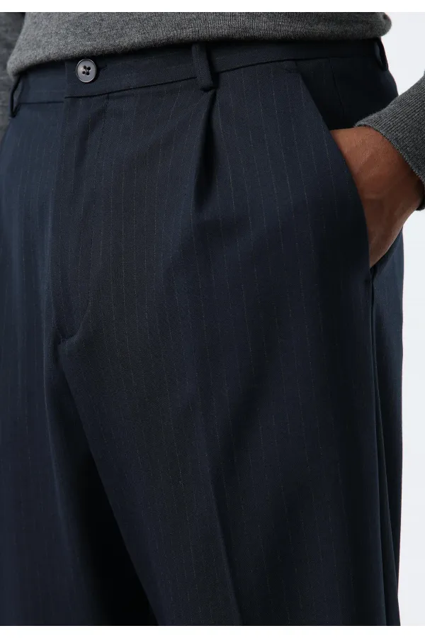 Antioch Navy Relax Fit Striped Men's Trousers
