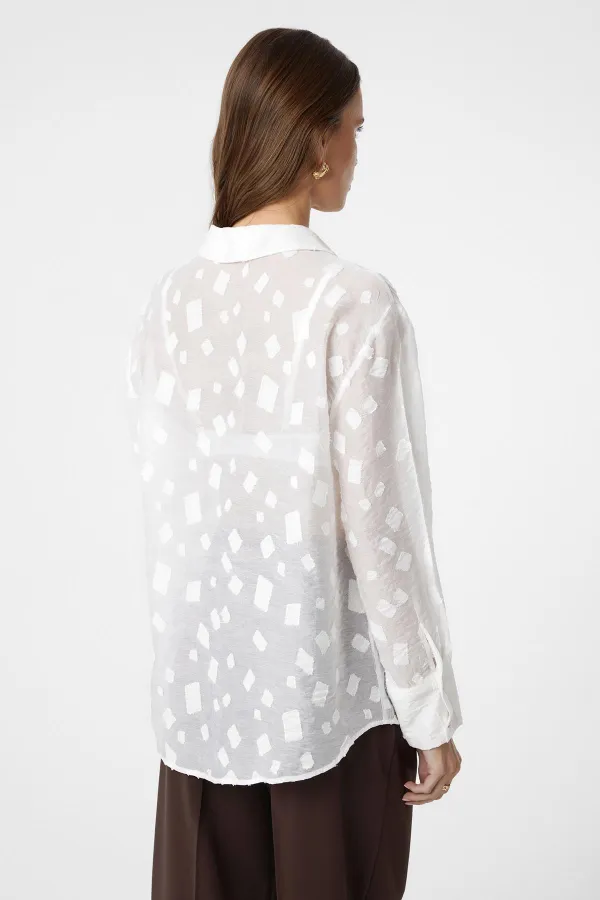 Antioch White Patterned Transparent Shirt