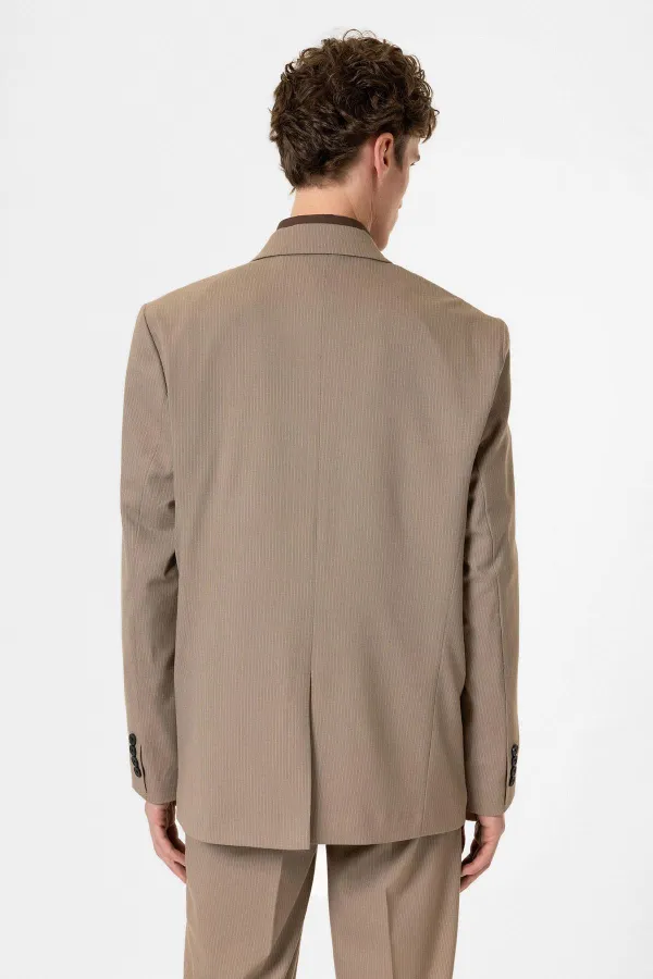 Antioch Vizon Rahat Kruvaze Çizgili Erkek Blazer Ceket