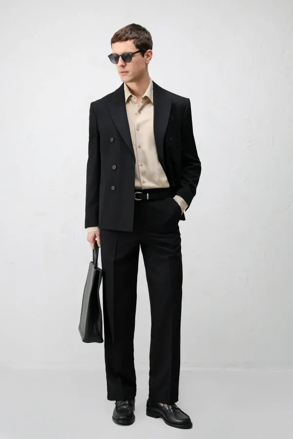 Antioch Black Straight Fit Men's Trousers