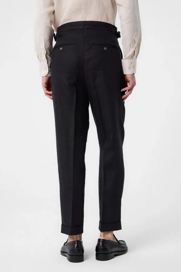 Antioch Black 100% Linen Italian Cut Men's Trousers