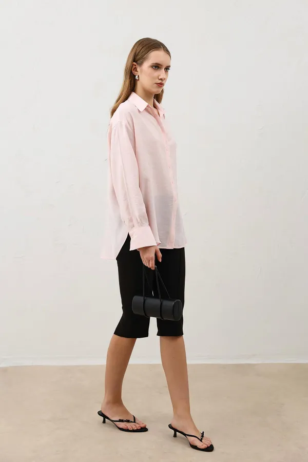 Antioch Pudra Dökümlü Oversize Kadın Gömlek