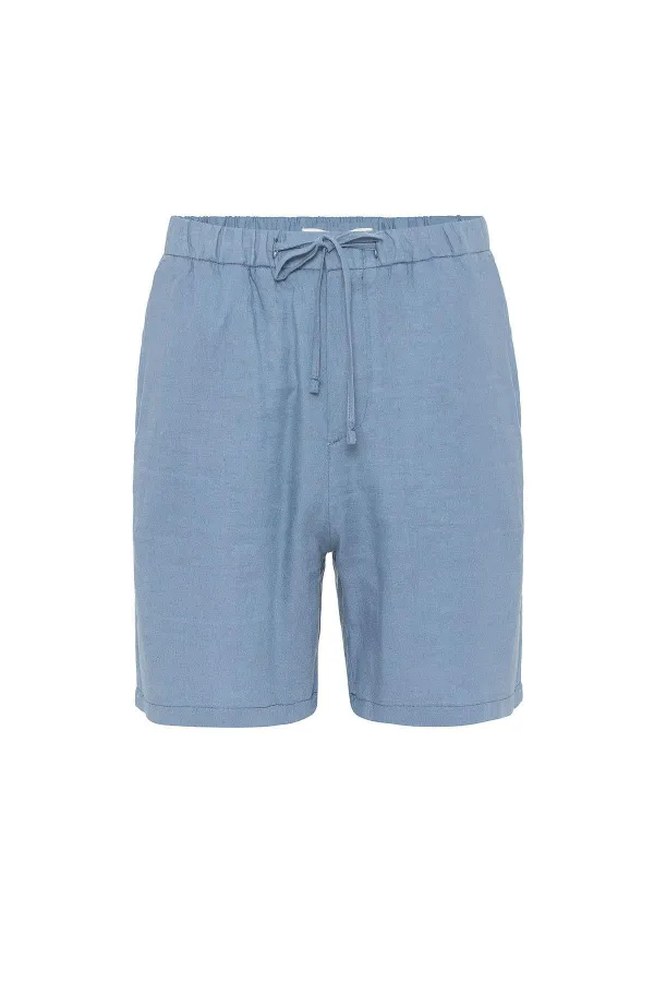 Antioch Mavi Keten Karışımlı Erkek Şort