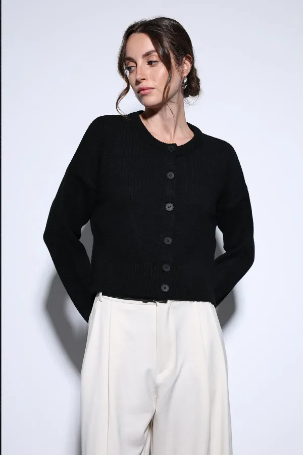 Pull en maille Antioch noir fendu pour femme