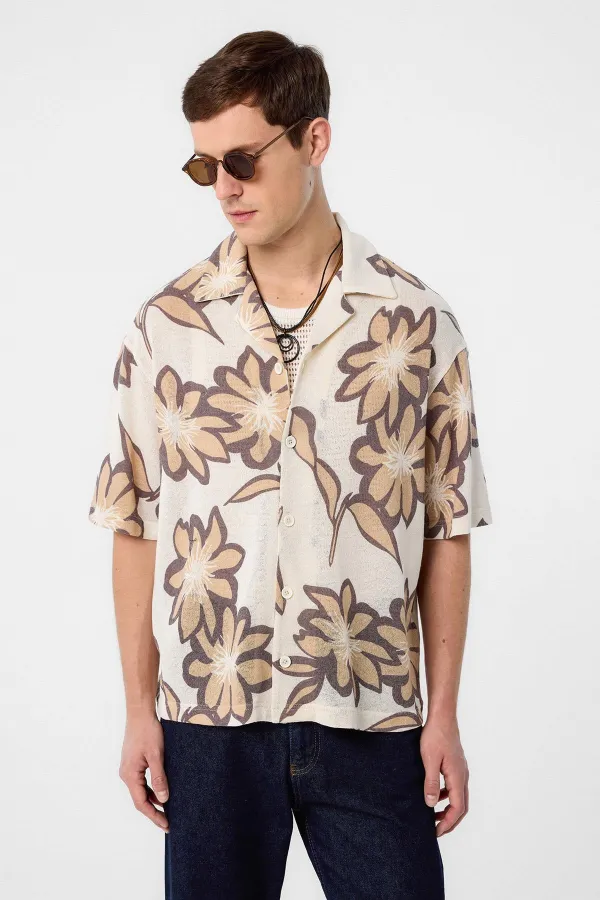 Antioch Beige Patterned Men's Shirt