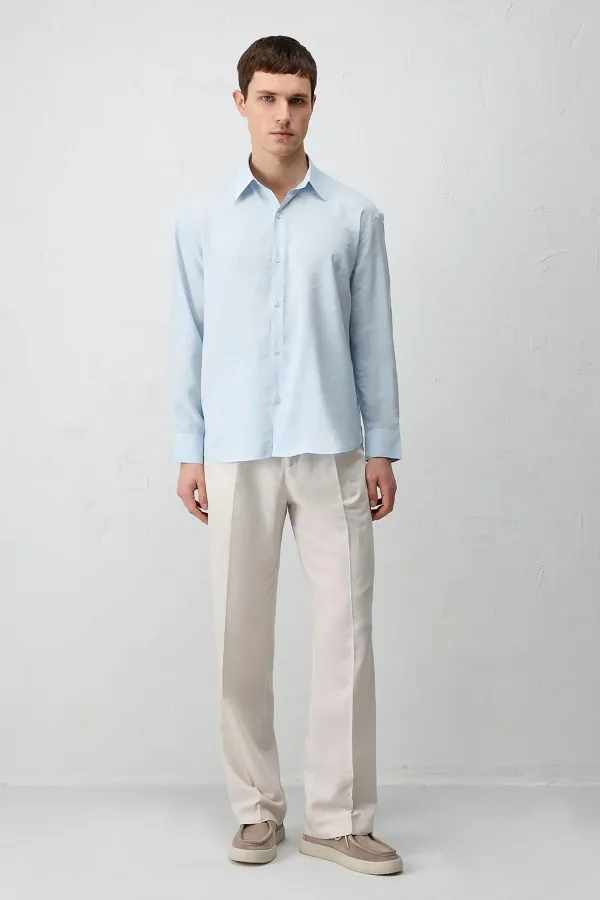 Antioch Bebe Mavi Modal Karışımlı Relax Fit Erkek Gömlek