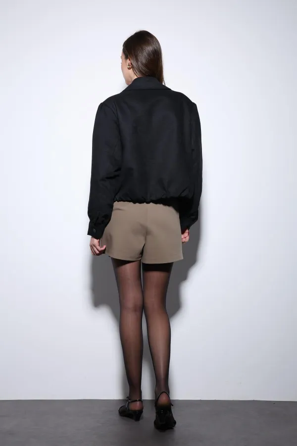 Blouson aviateur Antioch noir effet daim pour femme