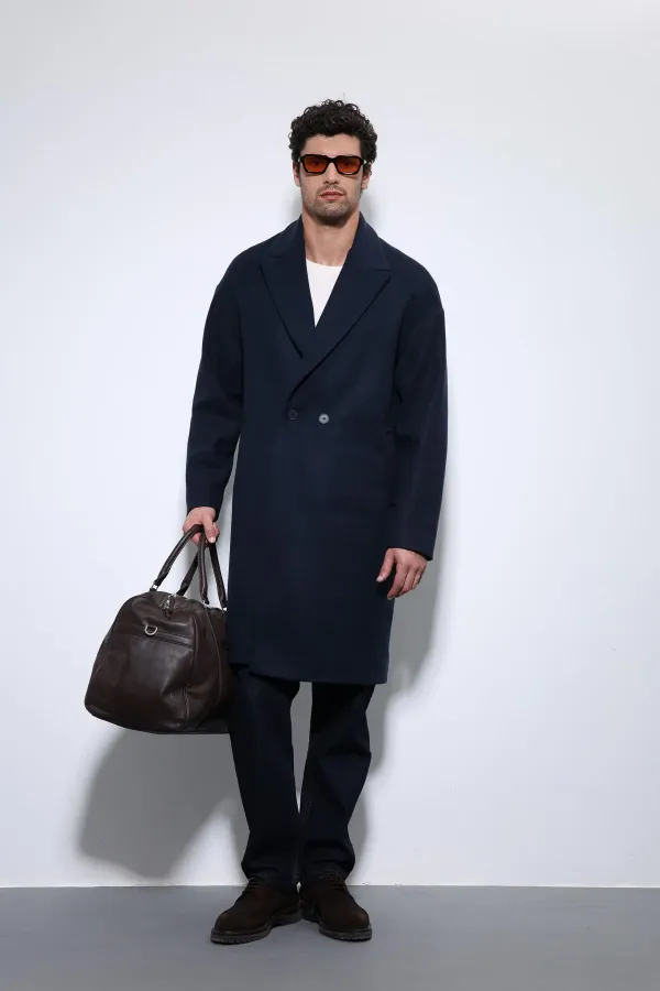 Antioch Navy Blue Oversize Double-Breasted Men's Coat