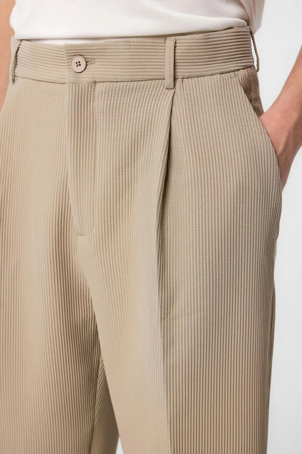 Antioch Bej Baggy Fitilli Erkek Pantolon