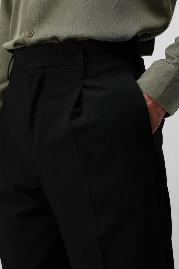 Antioch Siyah Relaxed Fit Pileli Erkek Pantolon