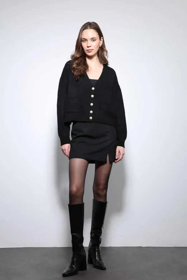 Gilet Antioch noir en laine mélangée