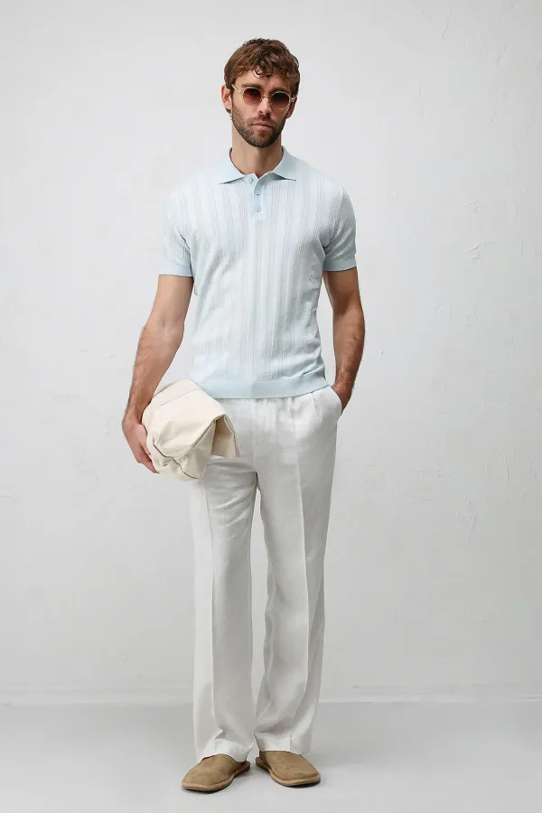 Polo garçon Antioch Bebe bleu en maille texturée