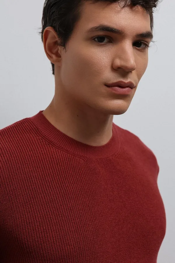 Antioch Açık Bordo Dokulu Erkek Kazak