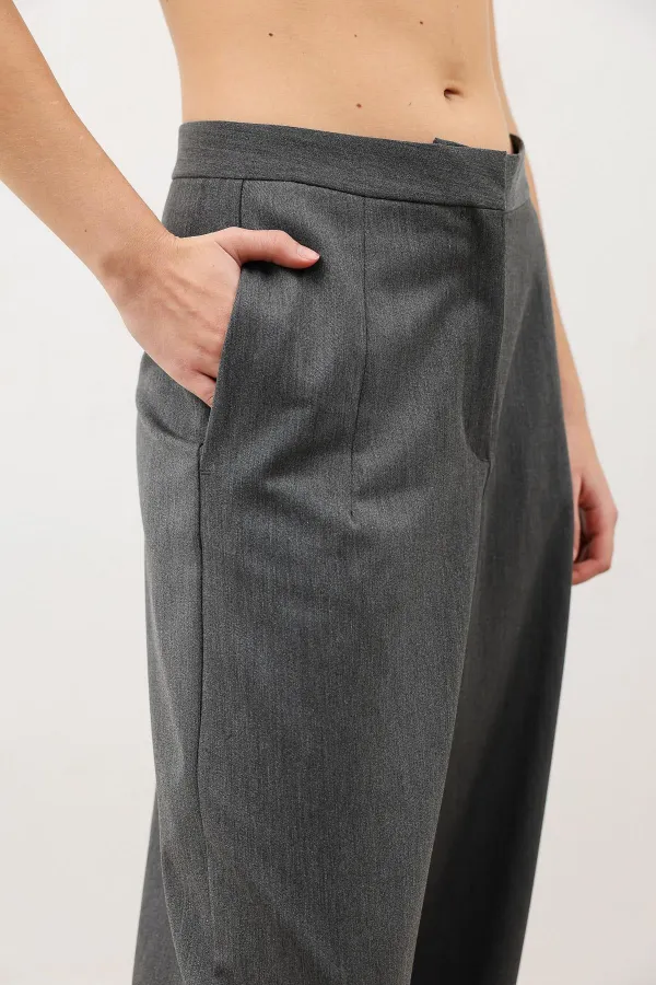 Antioch Grey Wide Leg Women's Trousers with Pens
