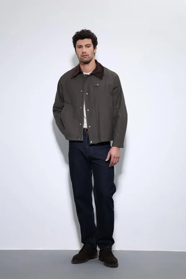 Antioch Kahve Kontrast Yaka Erkek Ceket