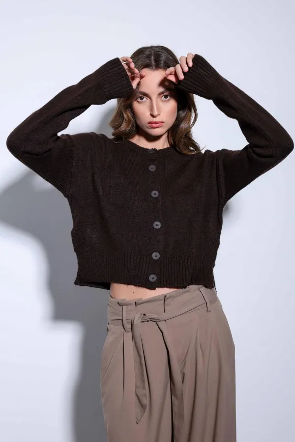 Antioch Coffee Slit Knitted Women's Sweater