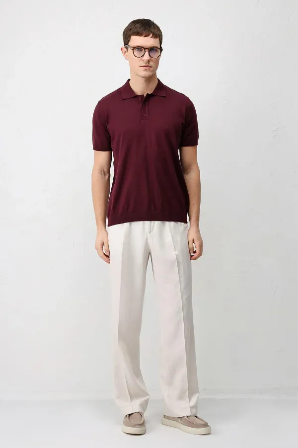 Antioch Bordo Comfort Slim Polo Yaka Erkek Triko T-Shirt