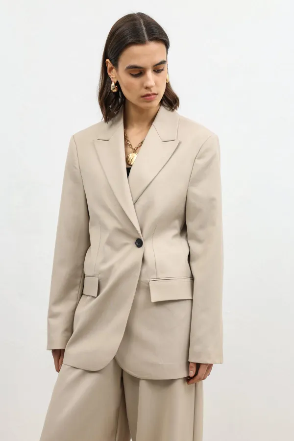 Antioch Beige Double-Breasted Women's Blazer
