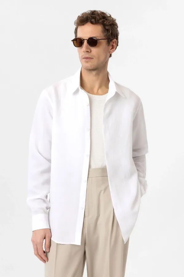 Chemise homme Antioch blanche coupe décontractée en tissu modal