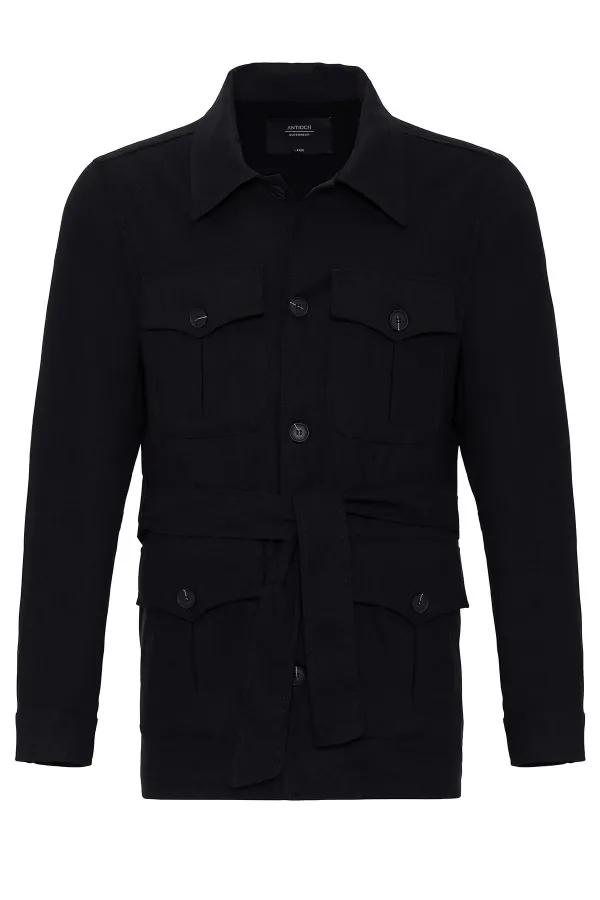 Veste de saison en lin pour homme Antioch Black Belted
