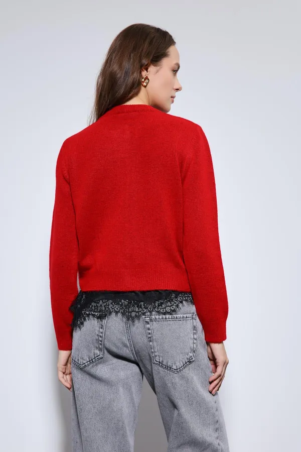 Gilet Antioch rouge à texture douce