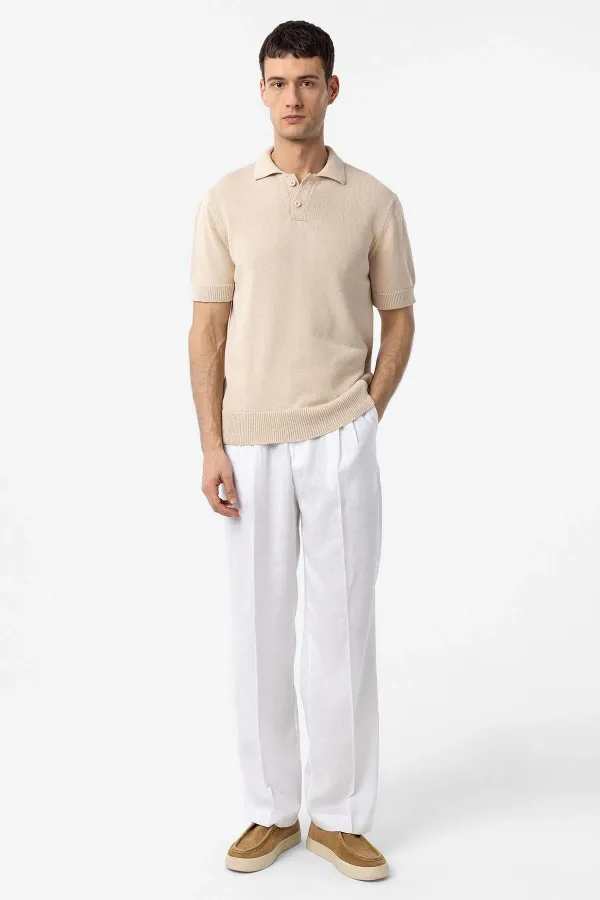 T-shirt à col polo en maille 100% coton Antioch Stone