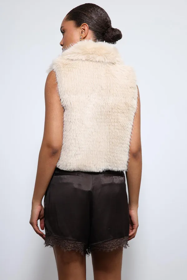 Antioch Off-White Plush Look Vest