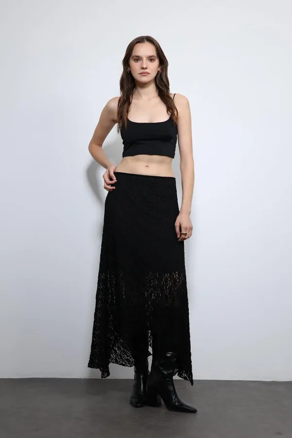 Jupe midi en dentelle noire Antioch