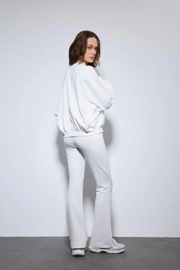 Antioch Off-White Bomber Jacket and Flare Pants Set